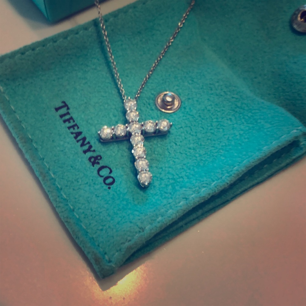 Tiffany Platinum 1.70 TCW Large Diamond cross